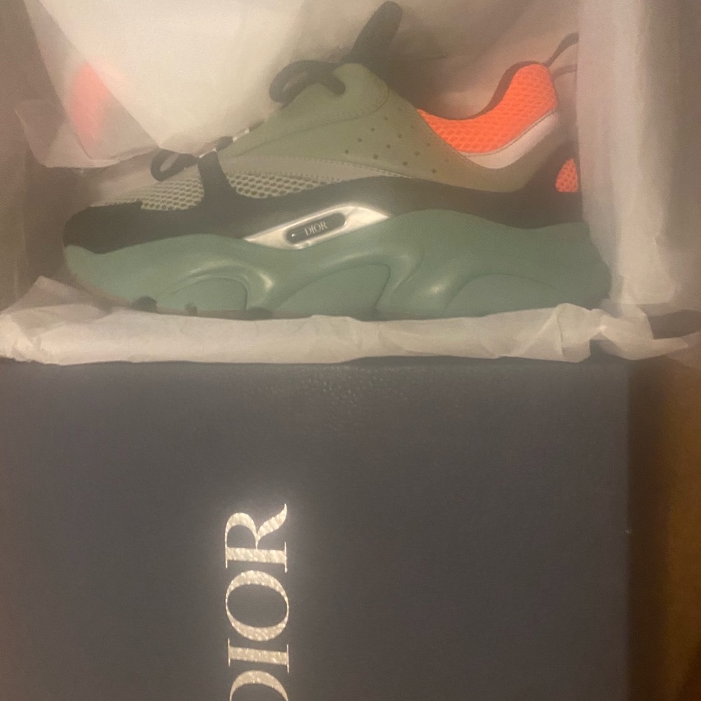 I’m selling a pair of green, orange and black size 10 dior shoes.